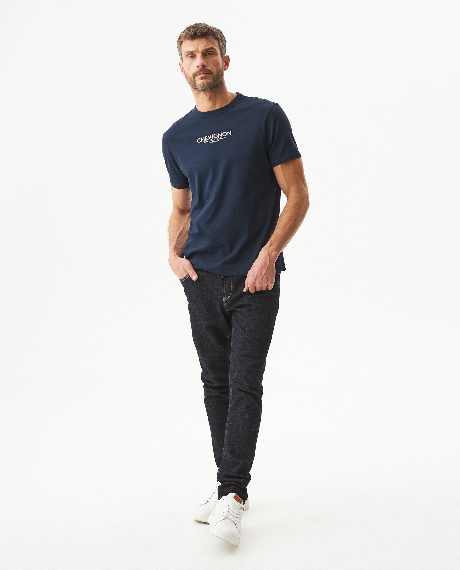 Men's Slim Fit Typographic Graphic T-shirt in Cotton Seafront