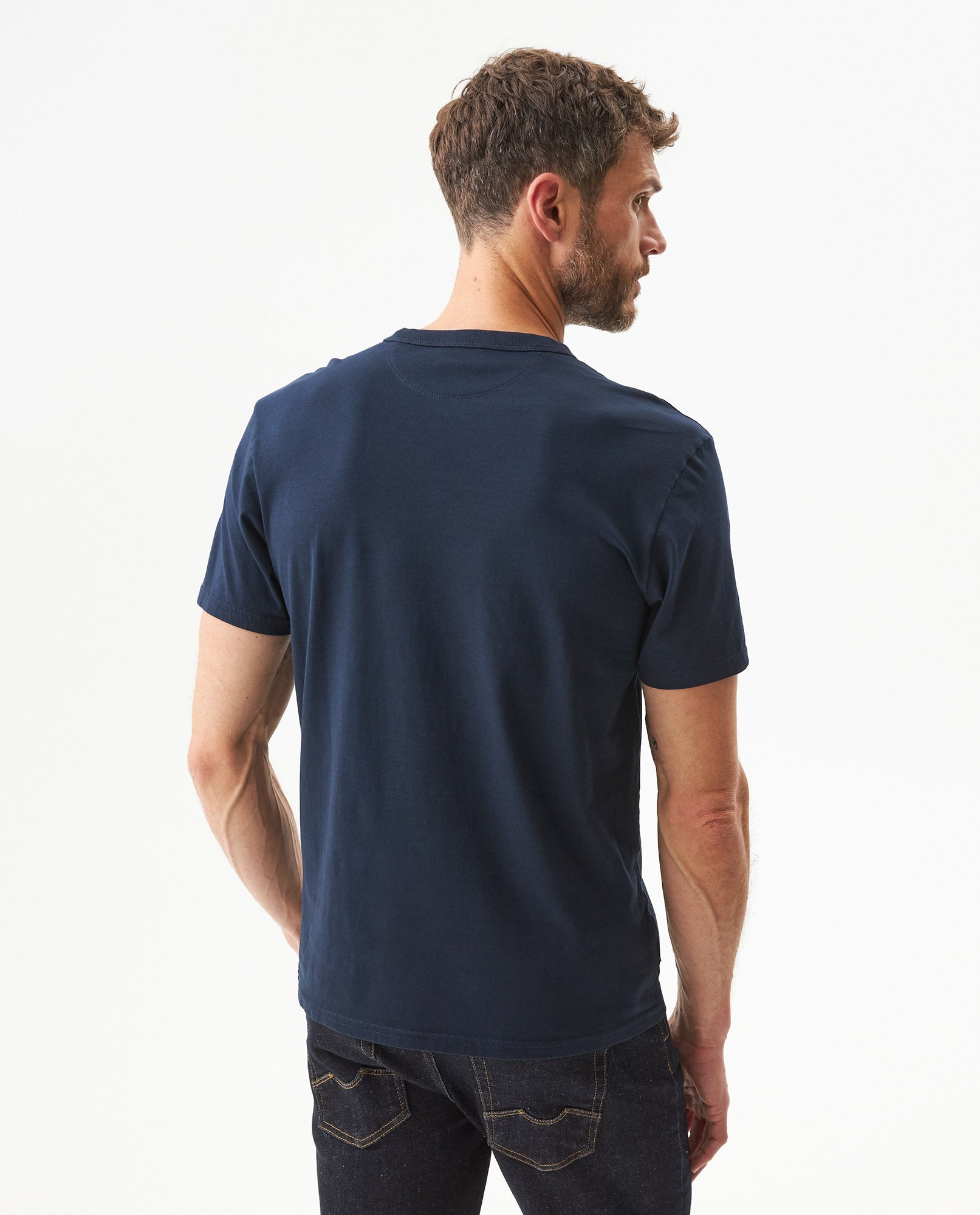 Men's Slim Fit Typographic Graphic T-shirt in Cotton Seafront
