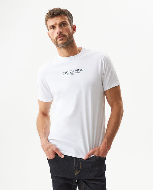 Men's Slim Fit Typographic Graphic T-shirt in Cotton Seafront