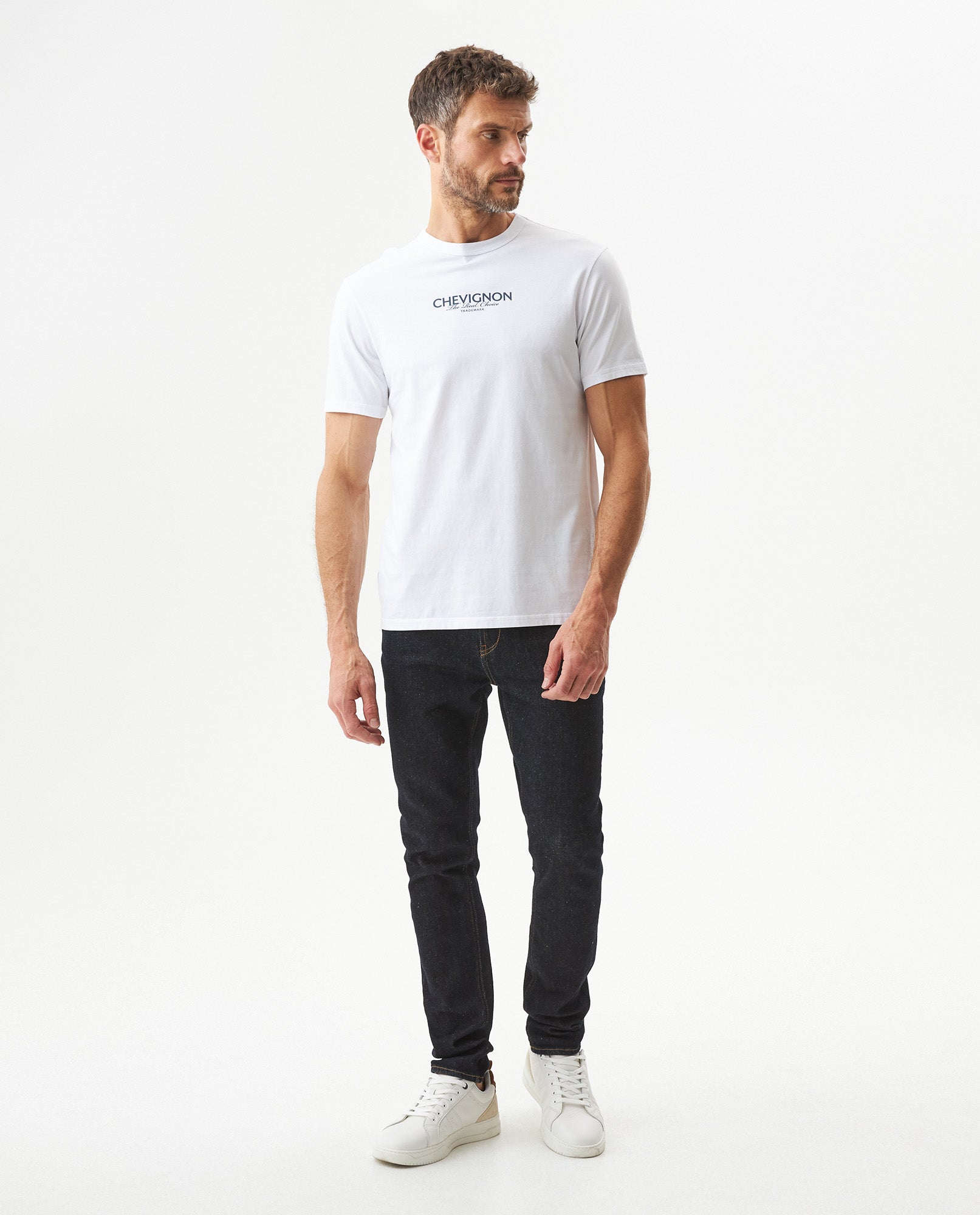 Men's Slim Fit Typographic Graphic T-shirt in Cotton Seafront