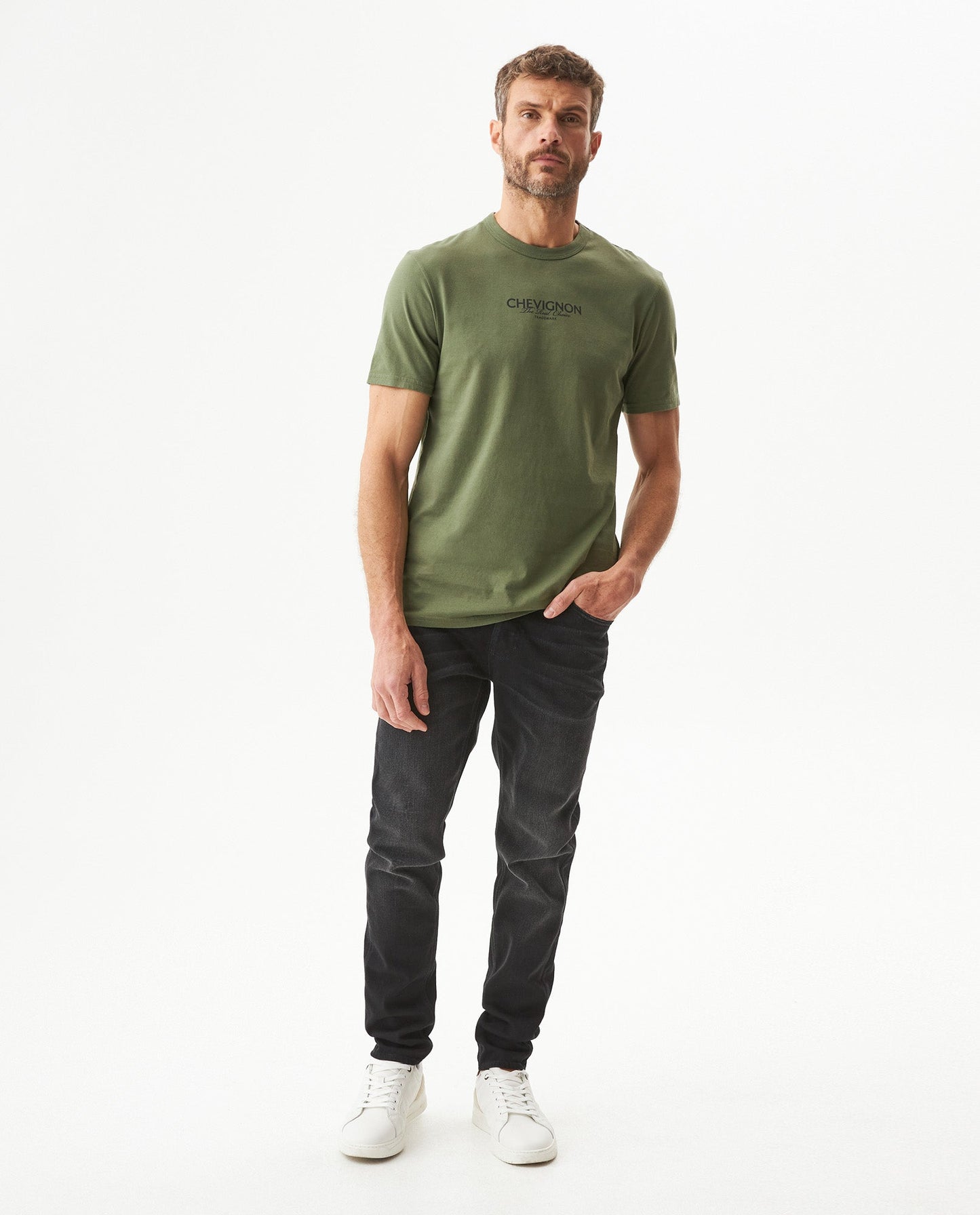 Men's Slim Fit Typographic Graphic T-shirt in Cotton Seafront
