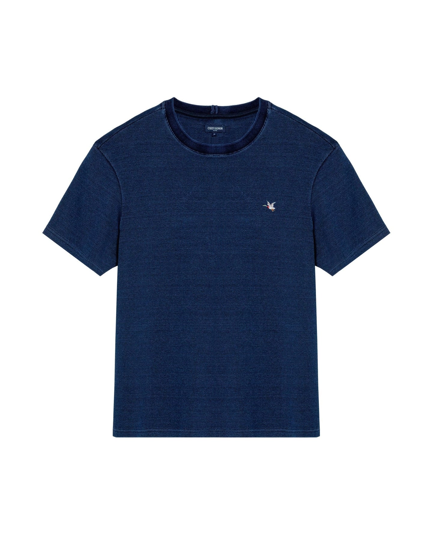 Men's Denim Thread Slim Fit T-shirt in Cotton-Polyester Maritime