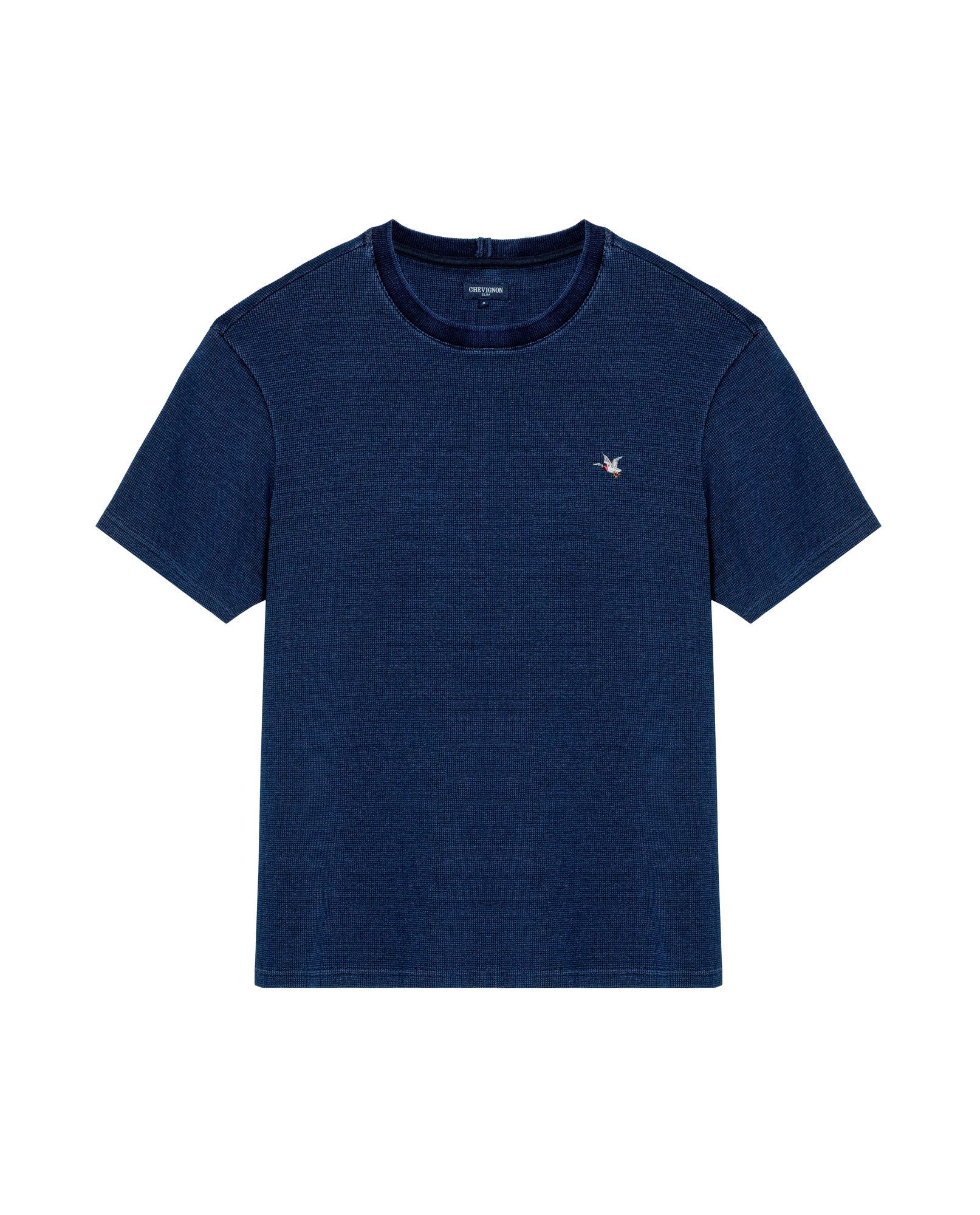Men's Denim Thread Slim Fit T-shirt in Cotton-Polyester Maritime