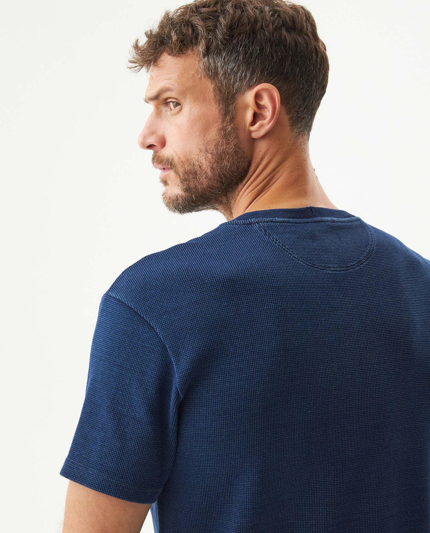 Men's Denim Thread Slim Fit T-shirt in Cotton-Polyester Maritime