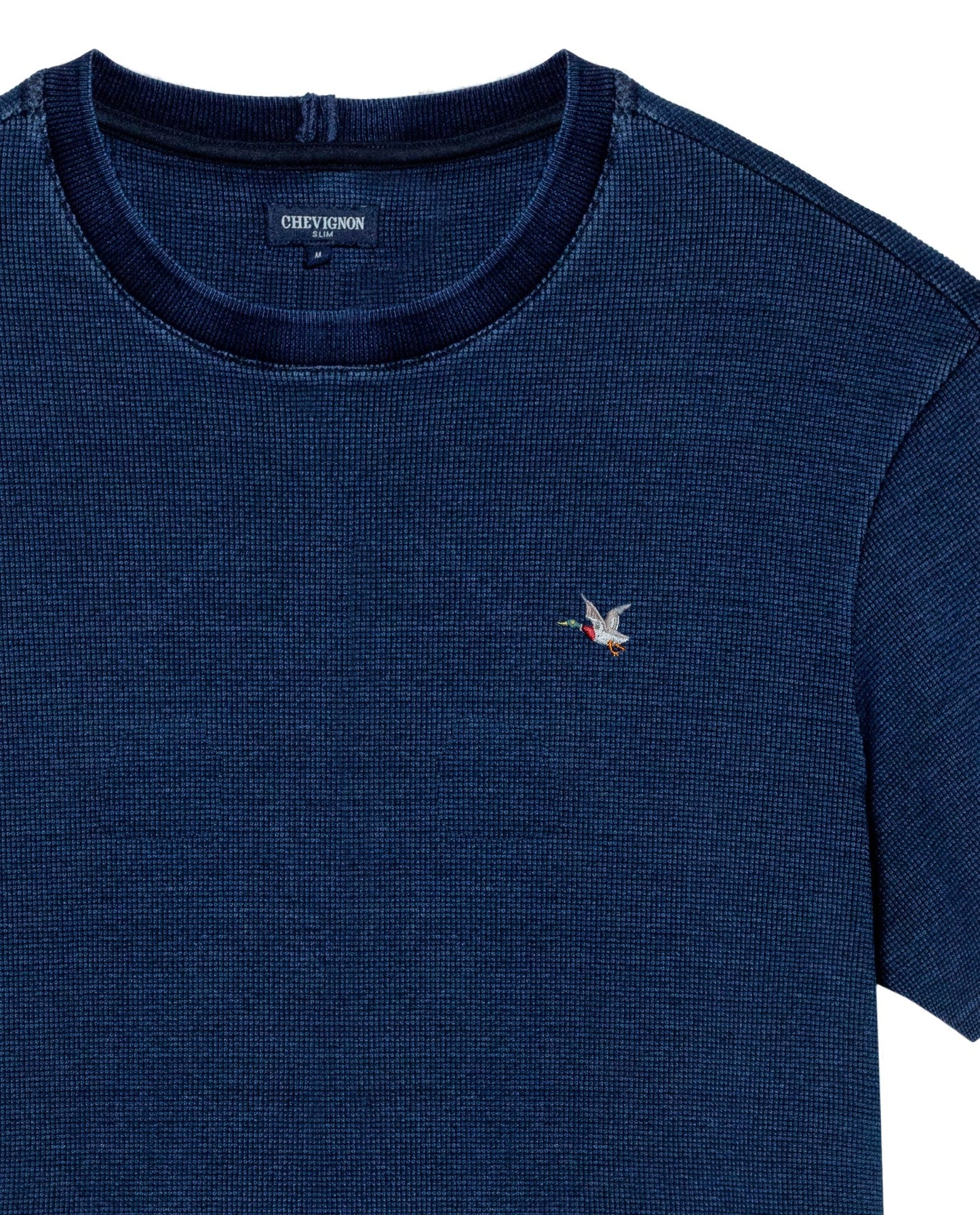 Men's Denim Thread Slim Fit T-shirt in Cotton-Polyester Maritime