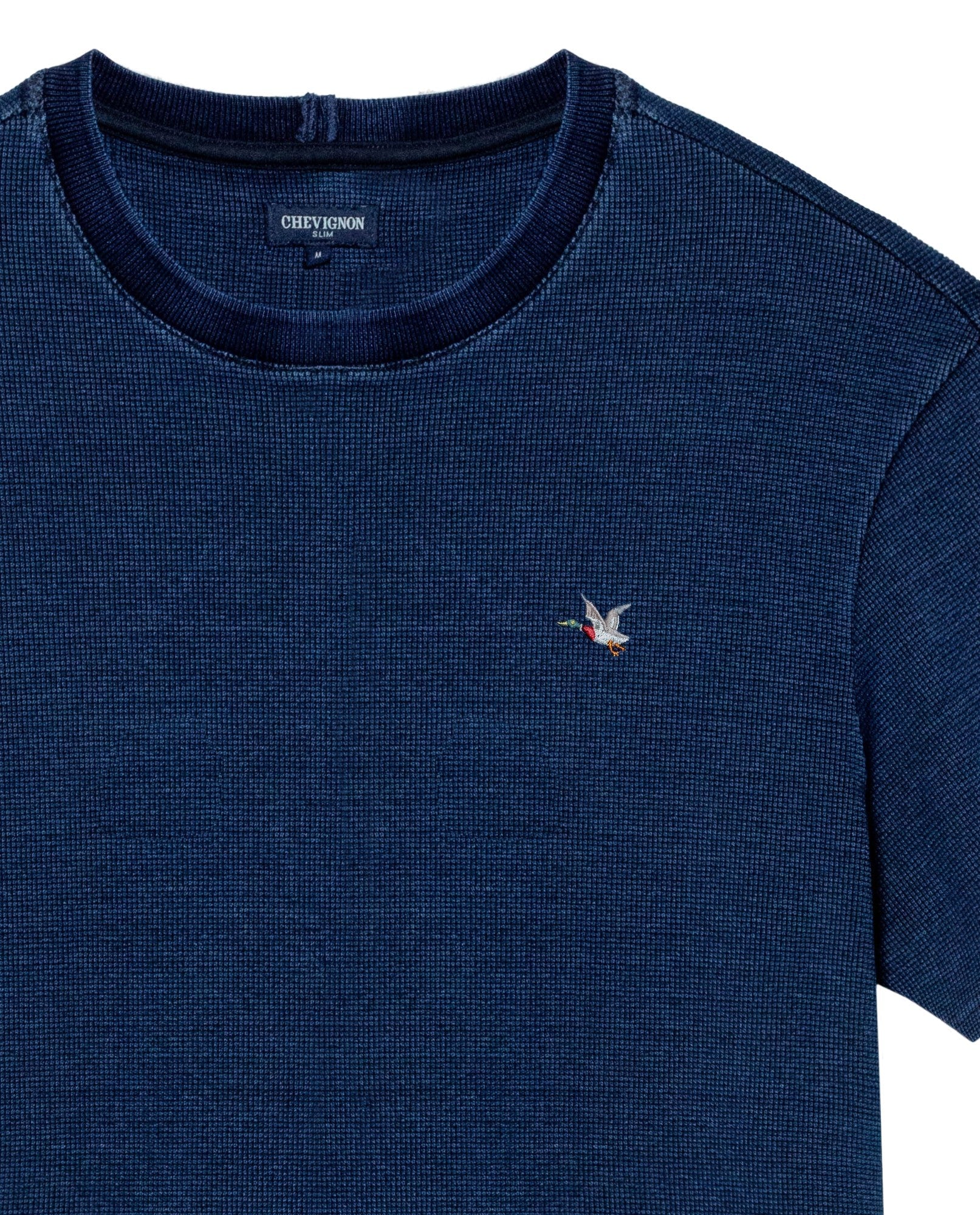 Men's Denim Thread Slim Fit T-shirt in Cotton-Polyester Maritime