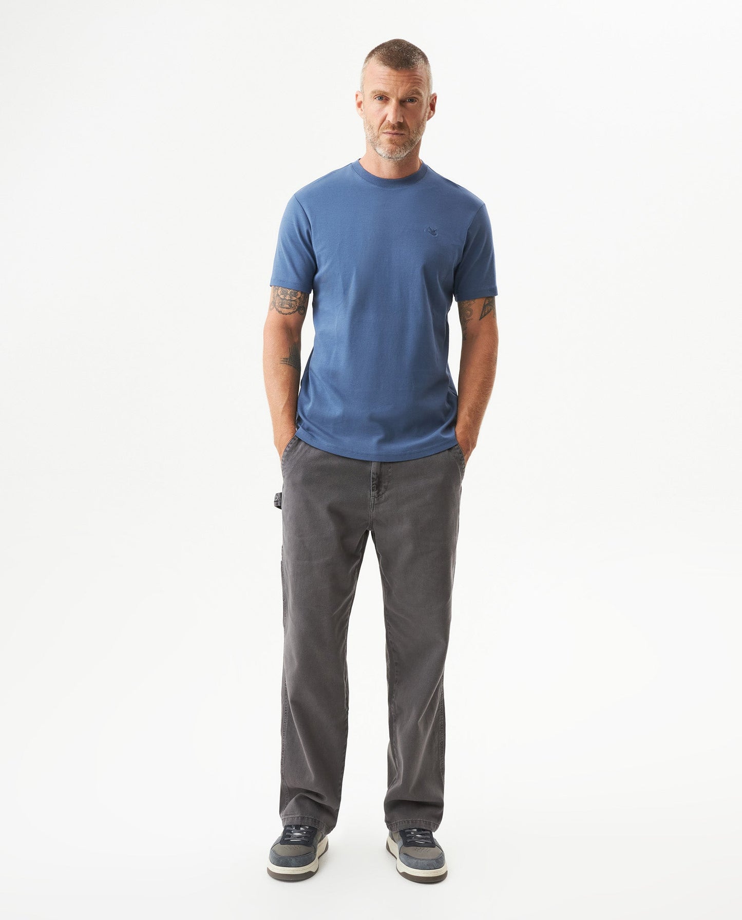 Men's Embroidered Slim Fit T-shirt in Cotton Twilight