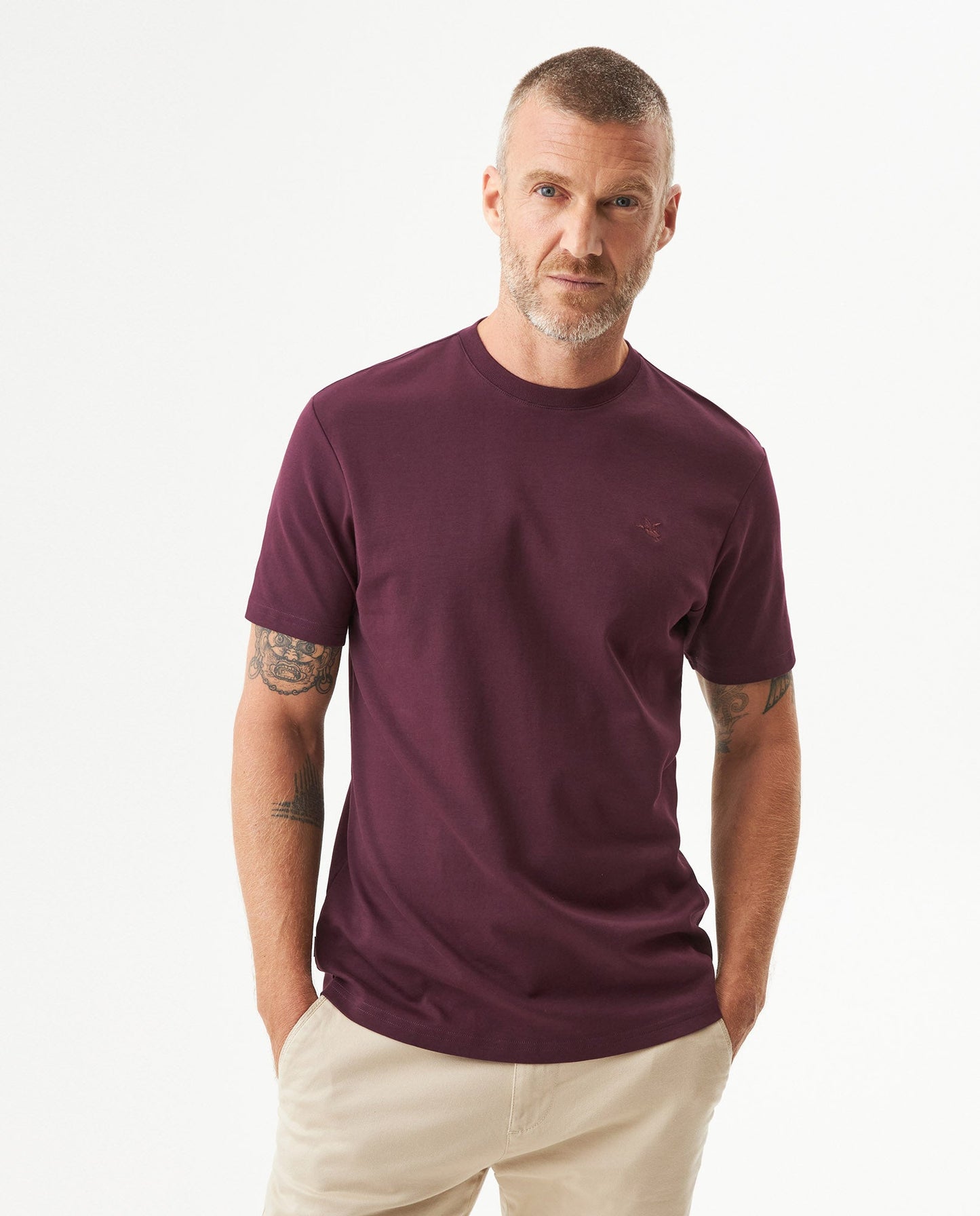 Men's Embroidered Slim Fit T-shirt in Cotton Twilight