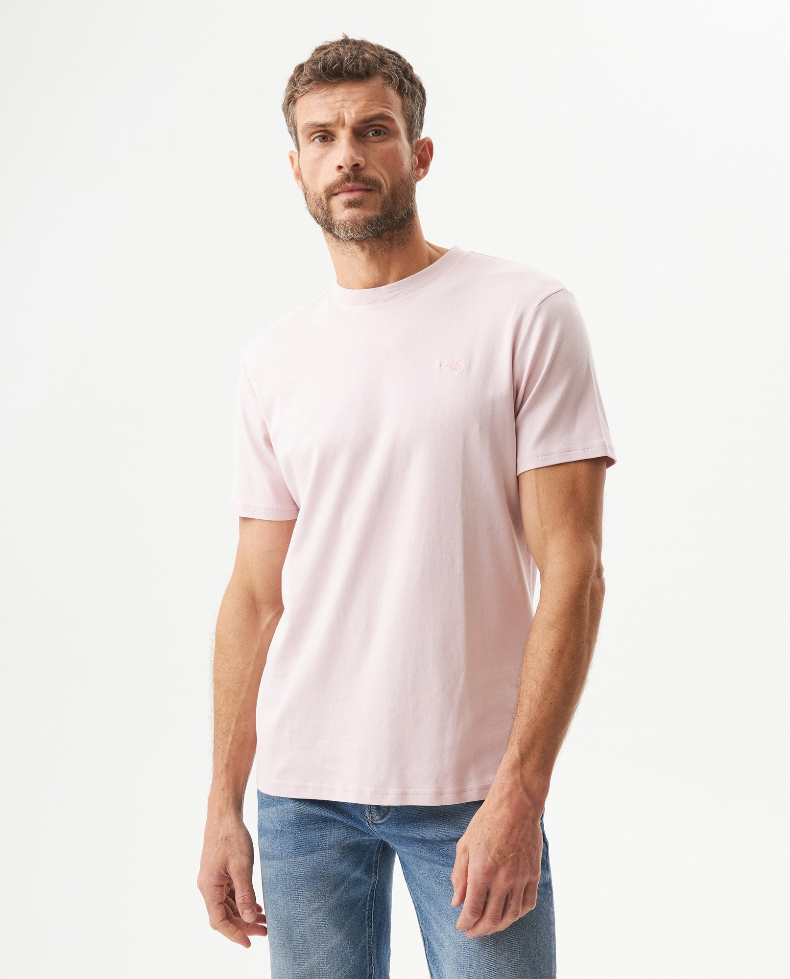 Men's Embroidered Slim Fit T-shirt in Cotton Twilight