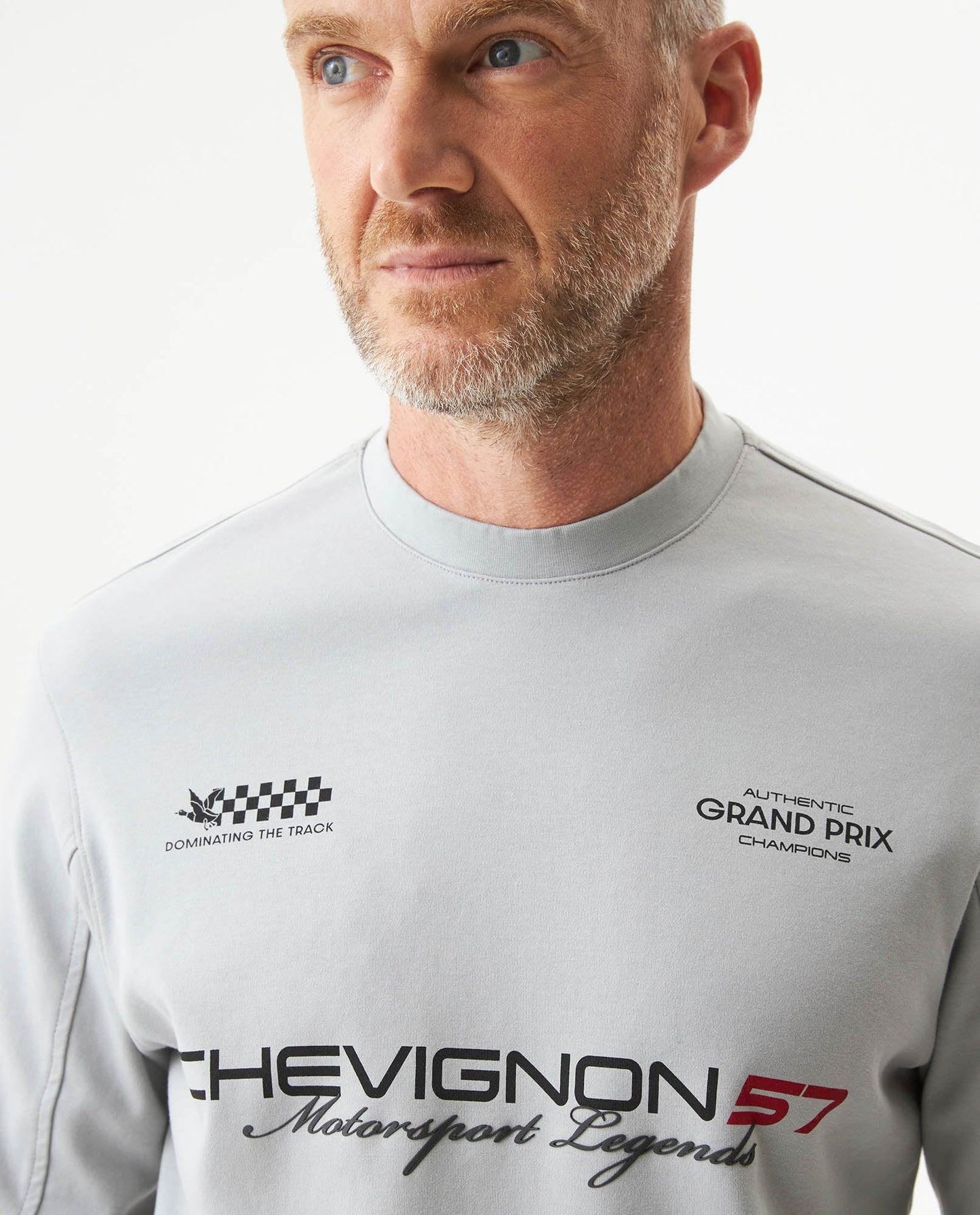 Men's Racing Long Sleeve Regular Fit T-shirt in Cotton Compass