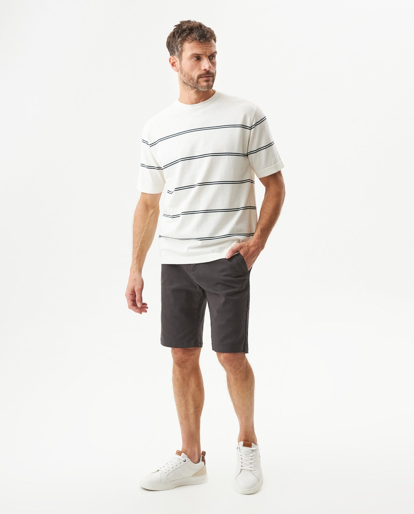 Men's Contrast Stripe Knit T-shirt Midnight
